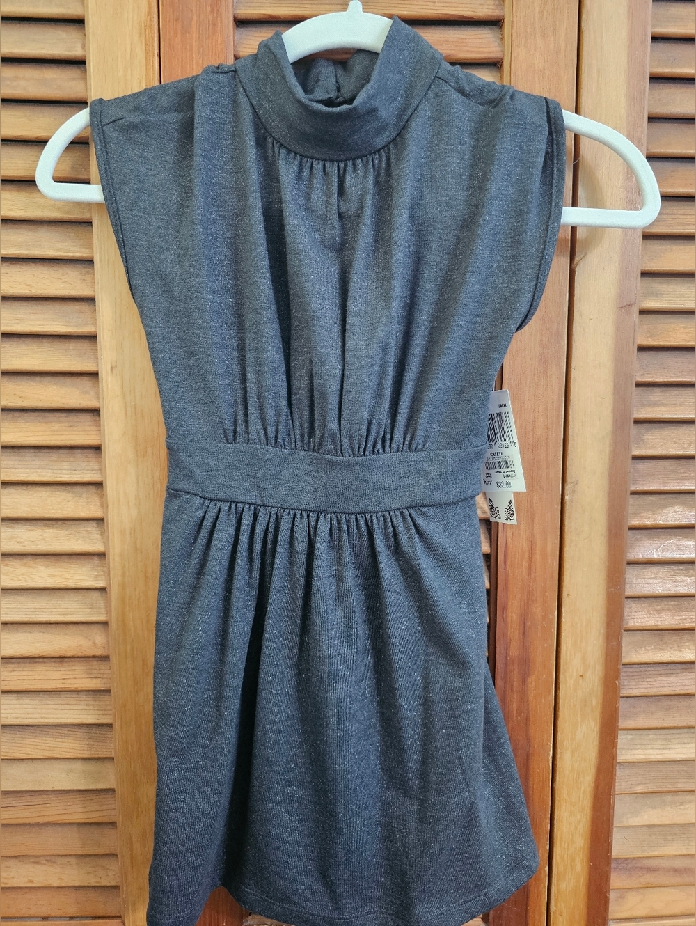 NWT 6 Degrees Smoke Gray Halter Top  Open Back  Cinched Waist  Size S